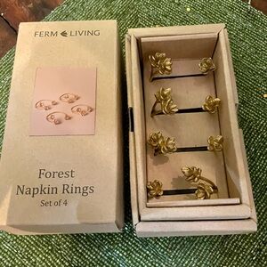 Ferm Living brass Floral Napkin Rings- set of 4 NIB